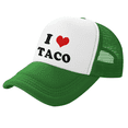thumbnail image 1 of I Heart Taco Love Food Funny Trucker Hat Baseball Cap Unisex Green, 1 of 5
