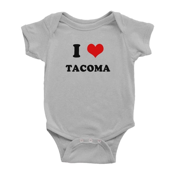 I Heart Tacoma Love Funny Cute Baby Bodysuit Romper (Gray, 0-3 Months)