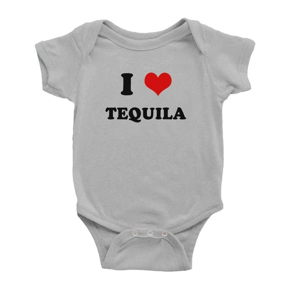 I Heart Tequila Love Food Funny Baby Rompers Newborn Outfits (Gray, 6-12 Months)