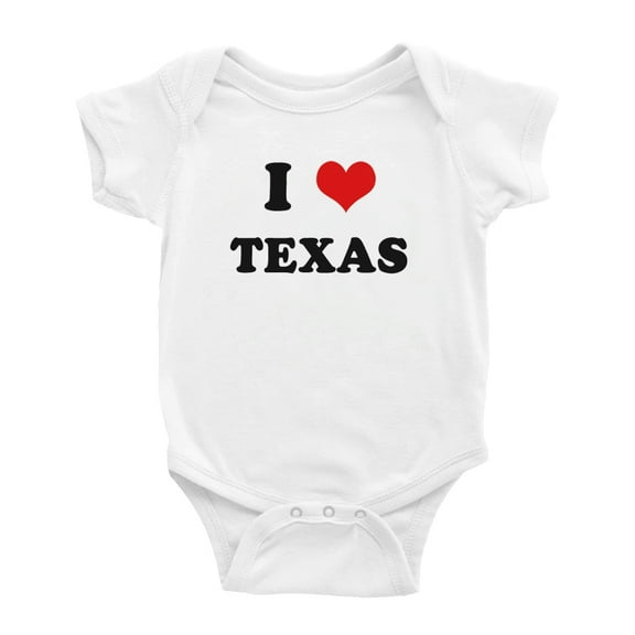 I Heart Texas US States Love Funny Baby Rompers Newborn Outfits (White, 12-18 Months)