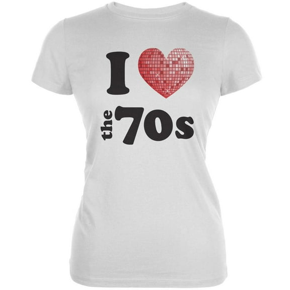 I Heart The 70s White Juniors Soft T-Shirt - Large
