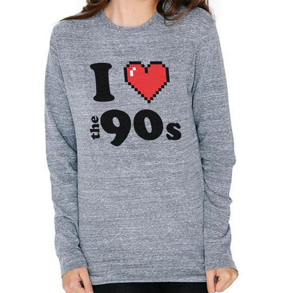 I Heart The 90s Mens Soft Long Sleeve T Shirt Heather X-LG