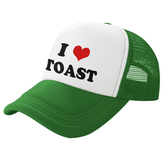 I Heart Toast Love Food Funny Trucker Hat Mesh Cap Unisex Green