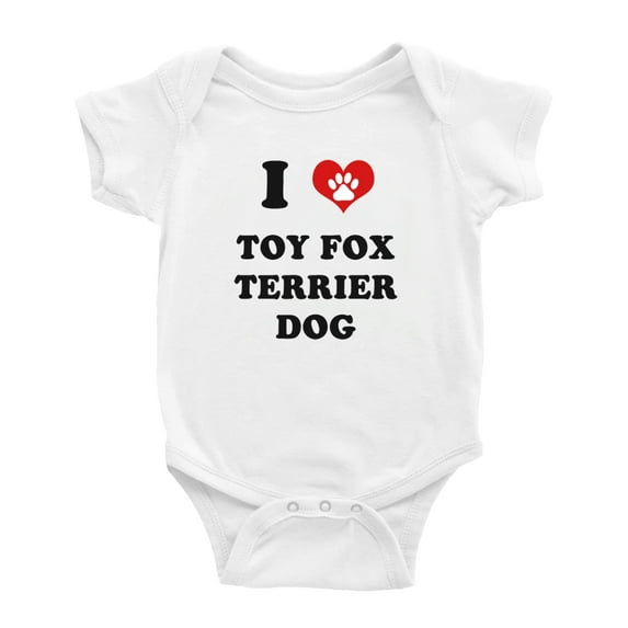 I Heart Toy Fox Terrier Dog Funny Cute Baby Rompers Newborn Outfits (White, 12-18 Months)