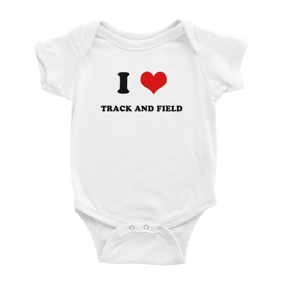 I Heart Track And Field Love Sports Fans Funny Baby Jumpsuits Newborn Clothes (White, 12-18 Months)