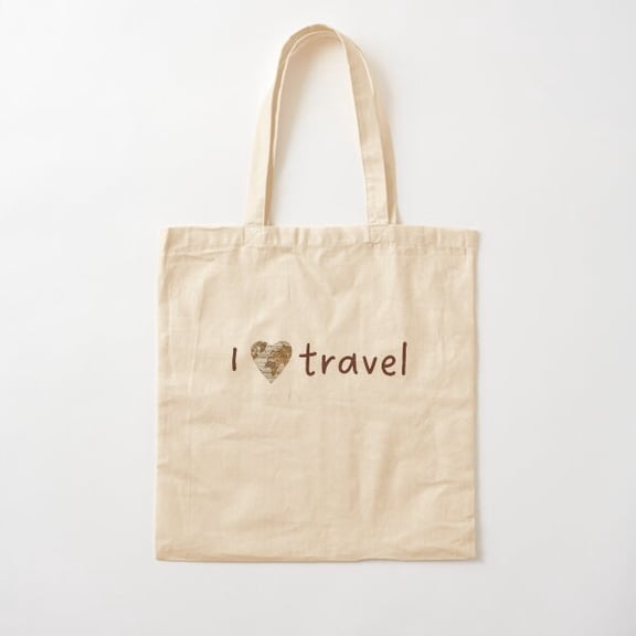 I Heart Travel Cotton Tote Bag Canvas Tote Bag, Family Gift For Mother, Her