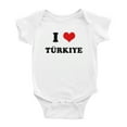 thumbnail image 1 of I Heart Turkey Love Turkey Funny Baby Romper (White, 0-3 Months), 1 of 5