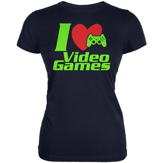 I Heart Video Games Gen 2 Juniors Soft T Shirt Navy 2XL