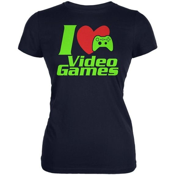 I Heart Video Games Gen 3 Juniors Soft T Shirt Navy SM