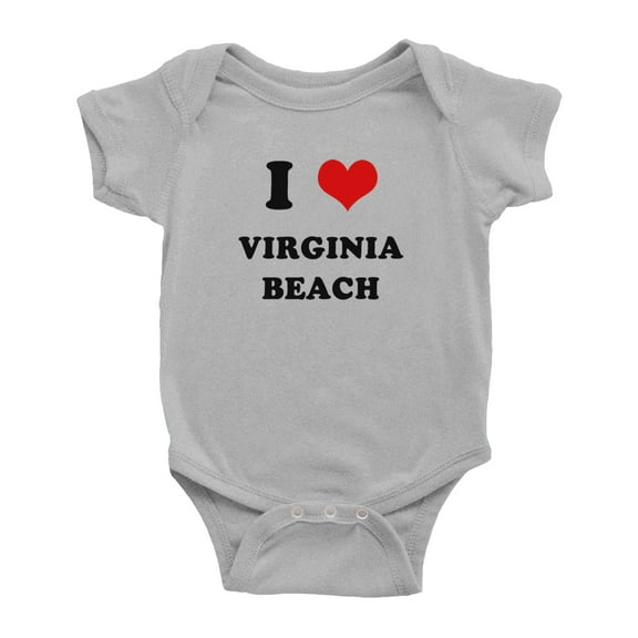 I Heart Virginia Beach Love Funny Baby Rompers (Gray, 0-3 Months)