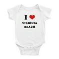 thumbnail image 1 of I Heart Virginia Beach Love Funny Baby Rompers (White, 12-18 Months), 1 of 5