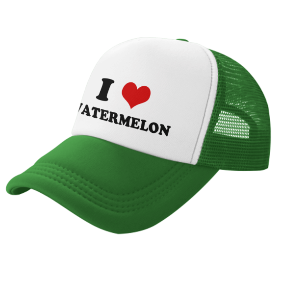 I Heart Watermelon Love Food Funny Trucker Hat Baseball Cap Unisex Green