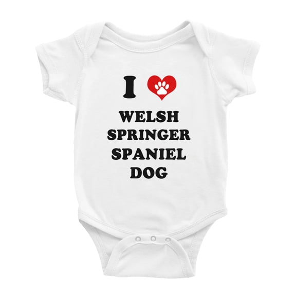 I Heart Welsh Springer Spaniel Dog Funny Cute Baby Rompers Newborn Outfits (White, 3-6 Months)