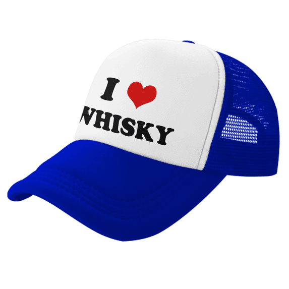 I Heart Whisky Love Food Funny Trucker Hat Baseball Cap Unisex Blue