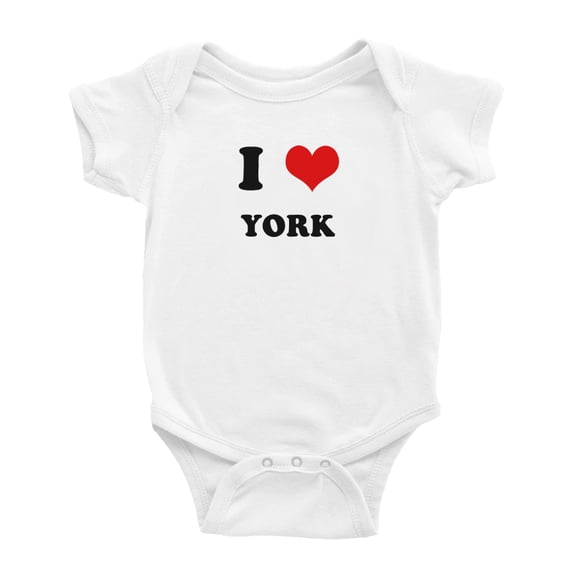 I Heart York Love Funny Cute Baby Rompers Baby Clothes (White, 12-18 Months)