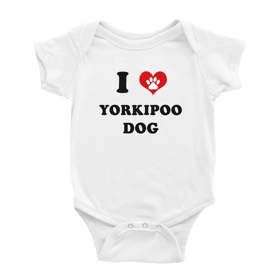 I Heart Yorkipoo Dog Funny Cute Baby Rompers Baby Clothes (White, 6-12 Months)