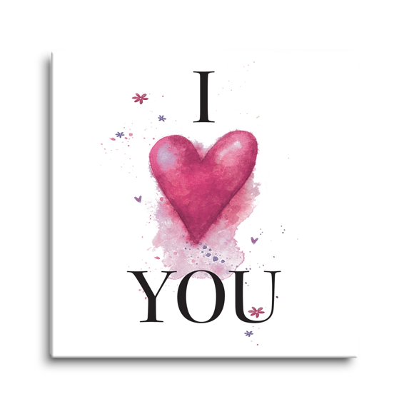 I Heart You White Heart Splash 12 x 12 Glass Wall Hanging Sign