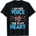 thumbnail image 1 of I Her Voice She My Heart Autism Awareness Mom Dad Men Women T-Shirt, 1 of 4