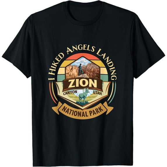 I Hiked Angels Landing Zion Retro Vintage Sunset Design Unisex T-Shirt for Men Women Kids Toddler