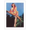 thumbnail image 1 of I Hope the Boys Don't Draw Straws Tonight - Tropical Bikini-Clad Girl - Vintage Pin Up Girl Print by Billy DeVorss c.1946 - Fine Art Matte Paper Print (Unframed) 18x24in, 1 of 4