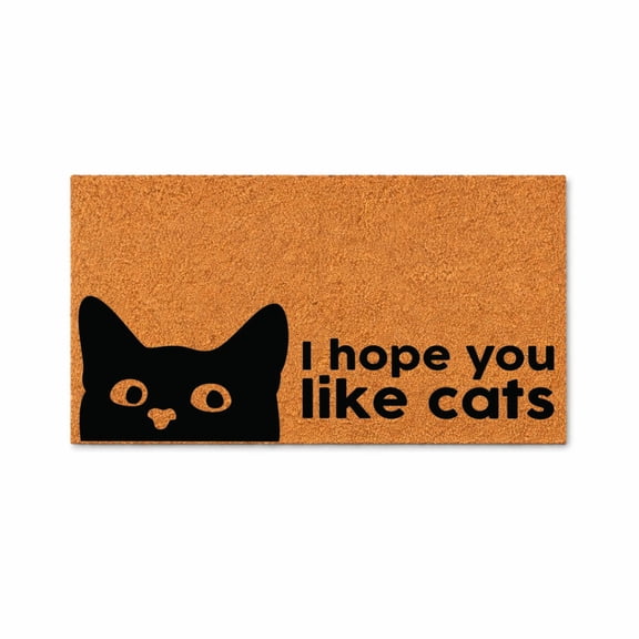 I Hope You Like Cats Doormat, Funny Cat Face Doormat, Welcome Door Mat, Cute Kitty Entryway Rug, Indoor Outdoor Front Porch Mat 5191 (16x24 inches) 5191