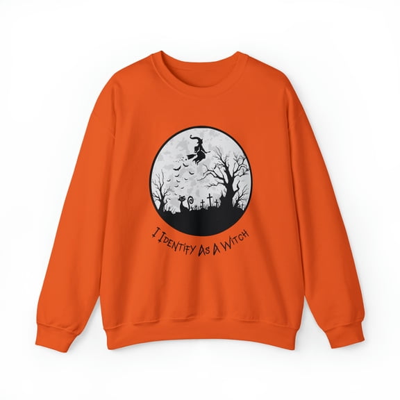 I Identify As A Witch Crewneck Sweatshirt, Cute Halloween Witch Sweatshirt