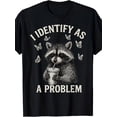 thumbnail image 1 of I Identify As A Problem Raccoon Butterfly Funny Halloween T-Shirt, Funny Shirts, Mens Graphic T-shirts, Cotton Tshirts for Men, 100% Cotton, 220g, Soft and Comfortable Short Sleeves, 1 of 5