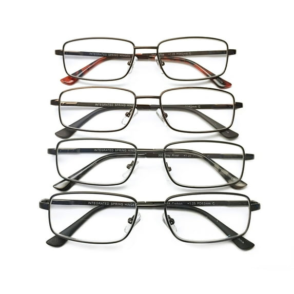 I.Image Men's Classic Readers, Spring Hinges, Metal Frame (+3.00, 4 Pack)