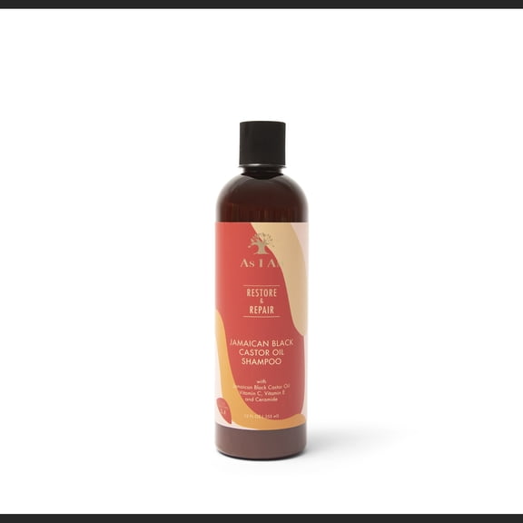 As I Am Jamaican Black Castor Oil Strengthening Shampoo for Weak and Breakage Prone Hair Moisture Support Cleanse 12 oz with Ceramide, Vitamin C and E