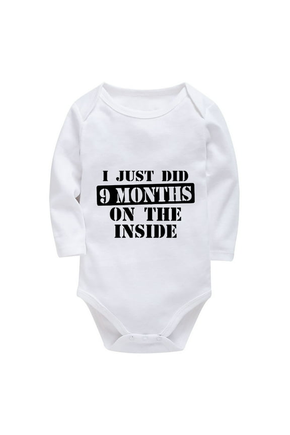 I Just Did 9 Months On The Inside Infant Girl Romper Long Sleeve Coming Home from Hospital Outfit Girl White Baby Boy Onesie