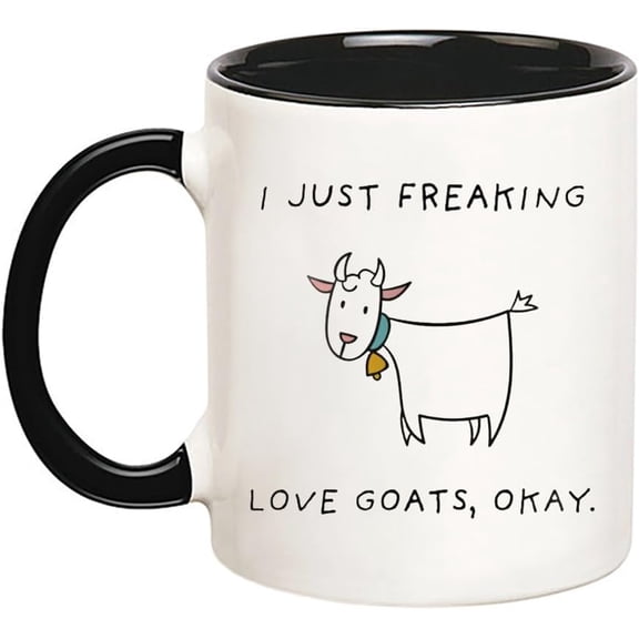I Just Freaking Love Goats, Okay Mug, Goat Mug, Goat Lover, 11 Oz Novelty Coffee Mug, Black