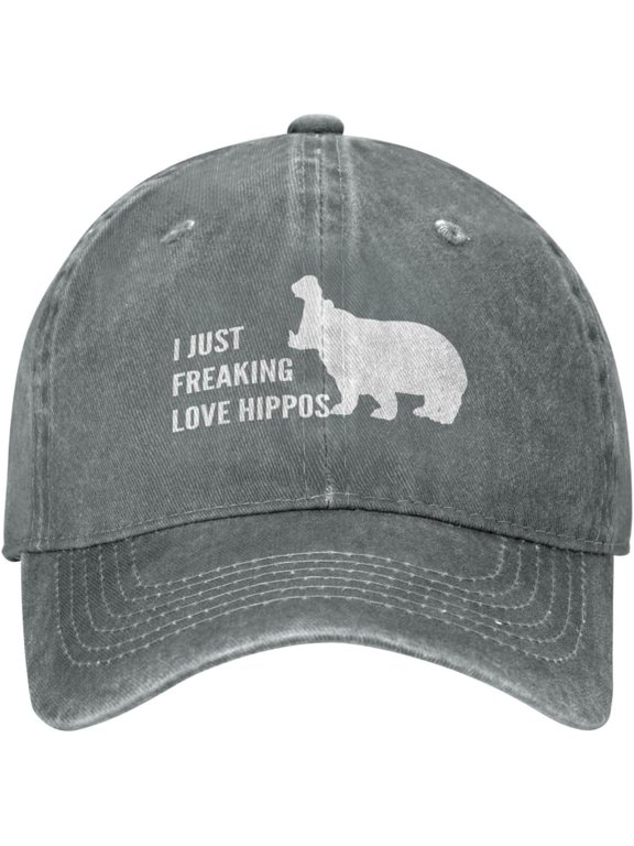 I Just Freaking Love Hippos Hat Washed Cotton Baseball Cap Adjustable Vintage Denim Hat Golf Sun Cap Funny Gift for Men Women