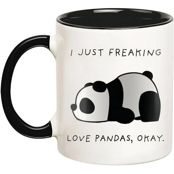I Just Freaking Love Pandas, Panda Mug, Panda Gifts, Friend Mug, 11 Oz Novelty Coffee Mug/Cup, Black