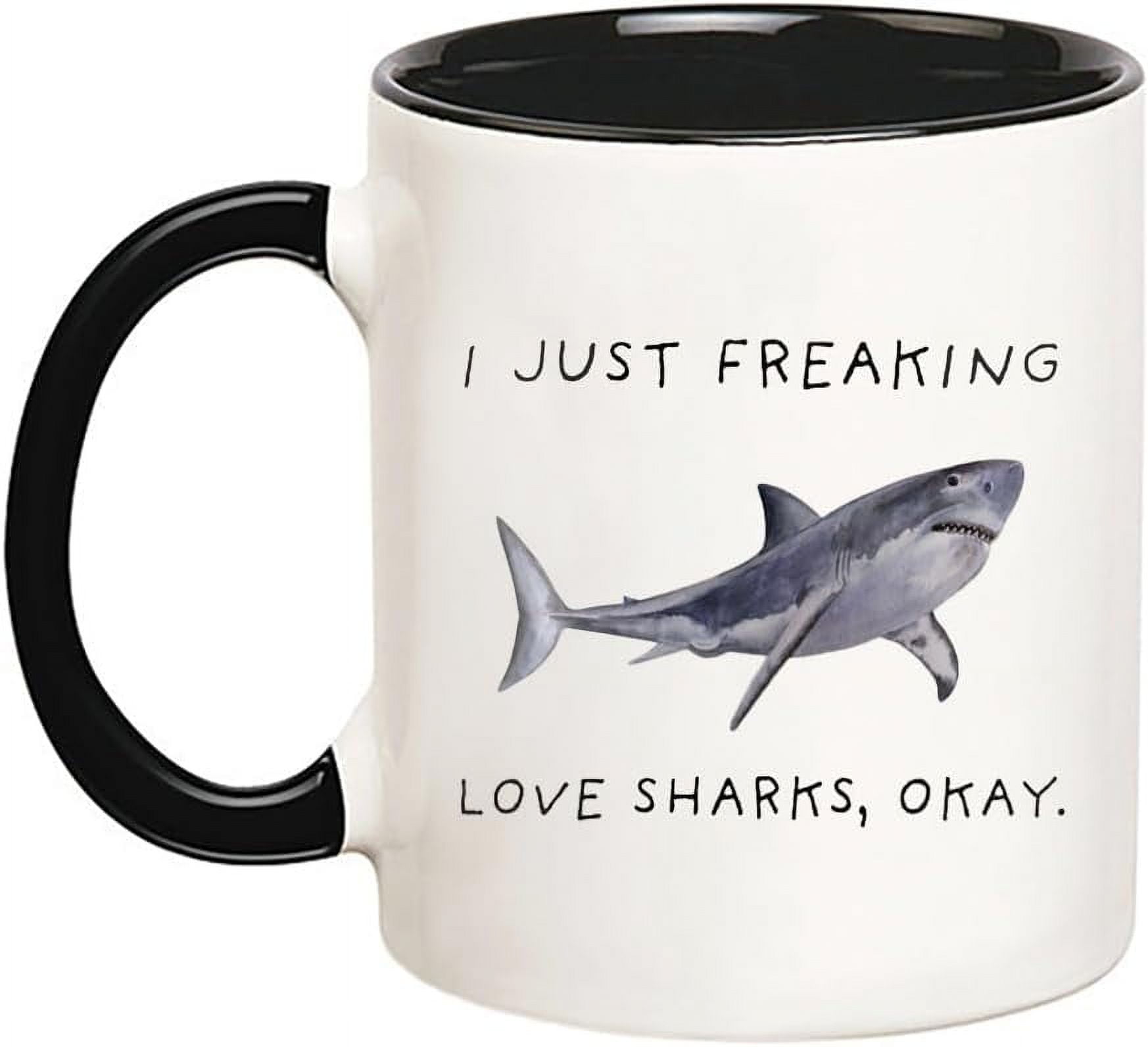 I Just Freaking Love Sharks, Shark Mug, Shark Gift, Friend Mug, 11 Oz Novelty Coffee Mug/Cup, Black