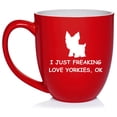 thumbnail image 1 of I Just Freaking Love Yorkies Funny Ceramic Coffee Mug Tea Cup Gift for Her, Him, Friend, Coworker, Wife, Husband, Dog Lover (16oz Red), 1 of 1