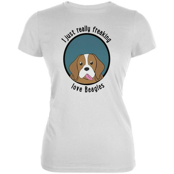 I Just Love Beagles Juniors Soft T Shirt White 2XL