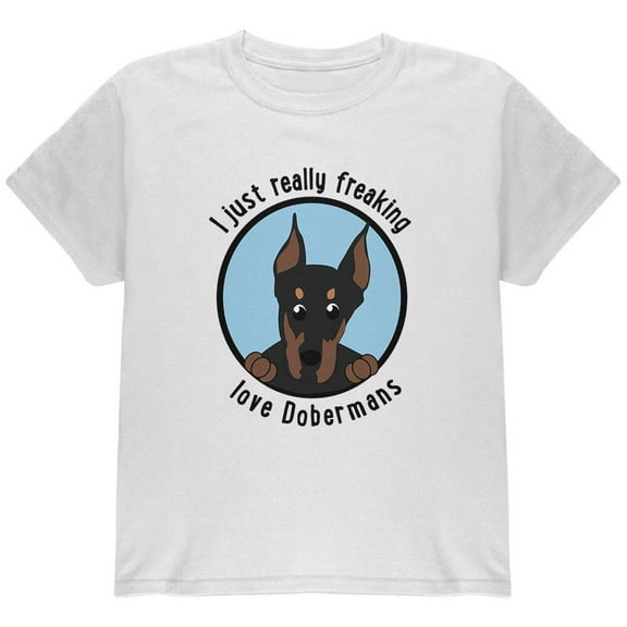 I Just Love Dobermans Youth T Shirt White YMD