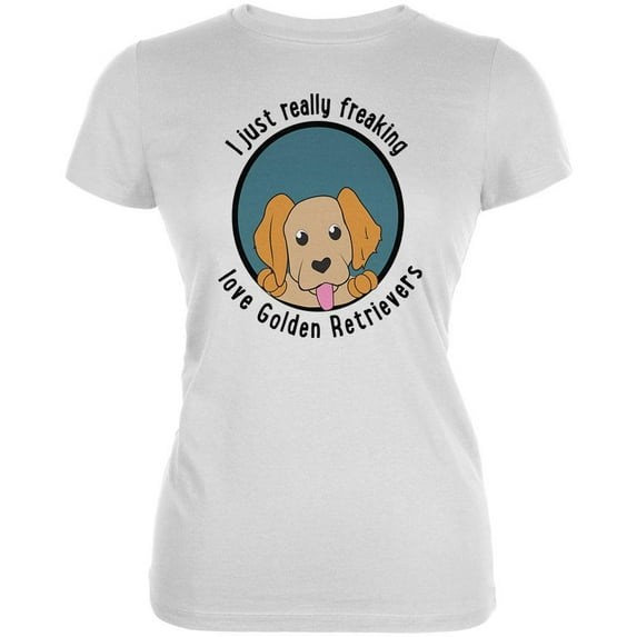 I Just Love Golden Retrievers Dog Juniors Soft T Shirt White SM