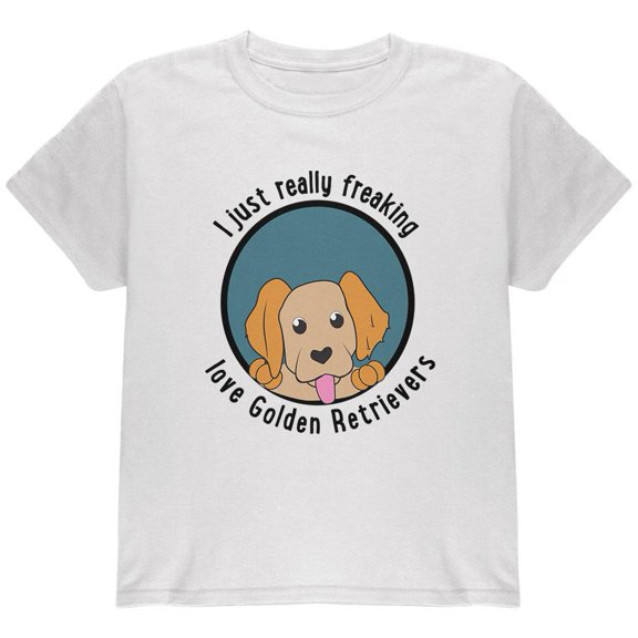 I Just Love Golden Retrievers Dog Youth T Shirt White YXL