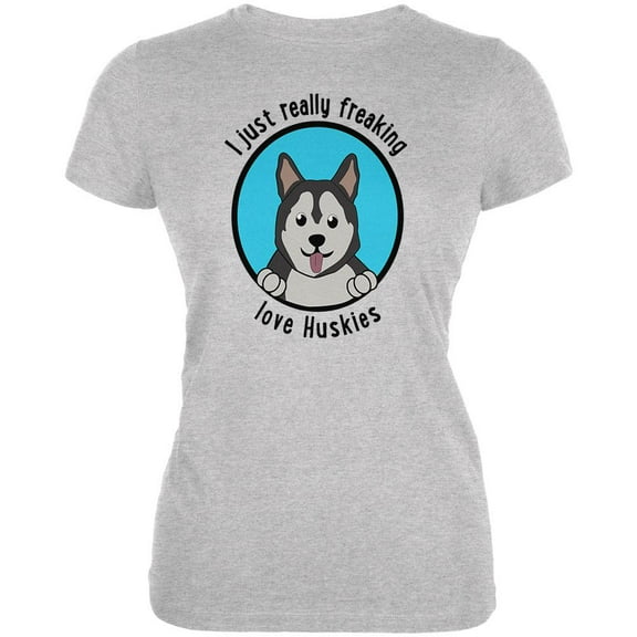 I Just Love Huskies Dog Juniors Soft T Shirt White 2XL