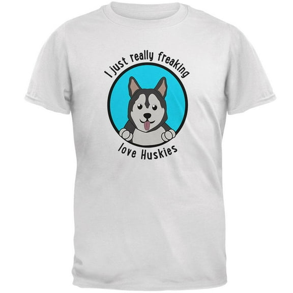 I Just Love Huskies Dog Mens Soft T Shirt White SM
