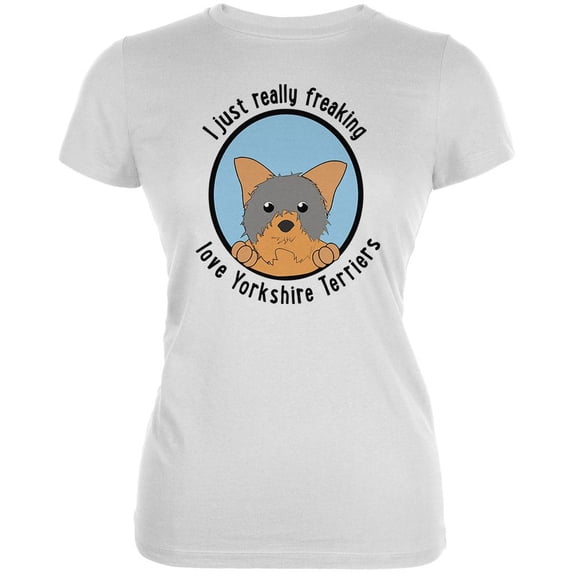 I Just Love Yorkshire Terriers Dog Juniors Soft T Shirt White SM