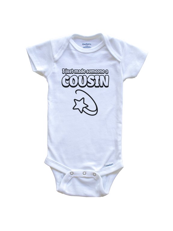 I Just Made Someone a Cousin First Time Cousin Baby Bodysuit, 3-6 months white