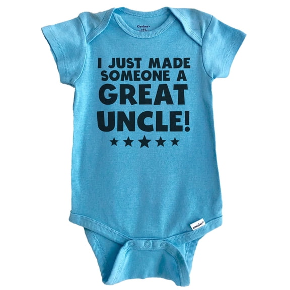 I Just Made Someone A Great Uncle Niece Nephew Baby Bodysuit (Blue)