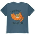 thumbnail image 1 of I Just Really Like Cats Ok Cute Youth T Shirt Indigo Blue YXL, 1 of 1