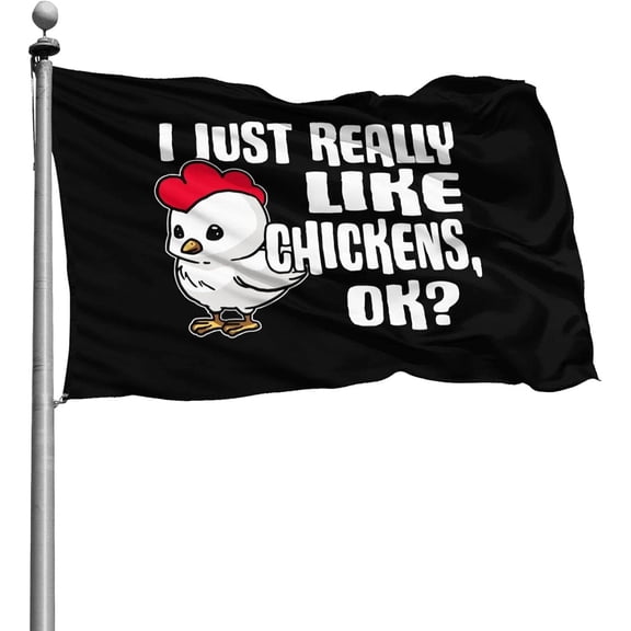 I Just Really Like Chickens OK Slogan 4x6 Ft Outdoor Banner House Courtyard Garden Decor Flag