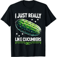 thumbnail image 1 of I Just Really Like Cucumbers Funny Cucumber Graphic Tshirt for Veggie Lovers Unisex Tee, 1 of 6