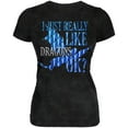 thumbnail image 1 of I Just Really Like Dragons Ok Scales Juniors Soft T Shirt Charcoal Black Triblend X-LG, 1 of 1