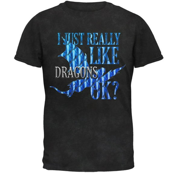 I Just Really Like Dragons Ok Scales Mens T Shirt Black 2XL