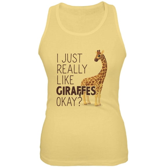 I Just Really Like Giraffes Ok Juniors Soft Tank Top Yellow MD